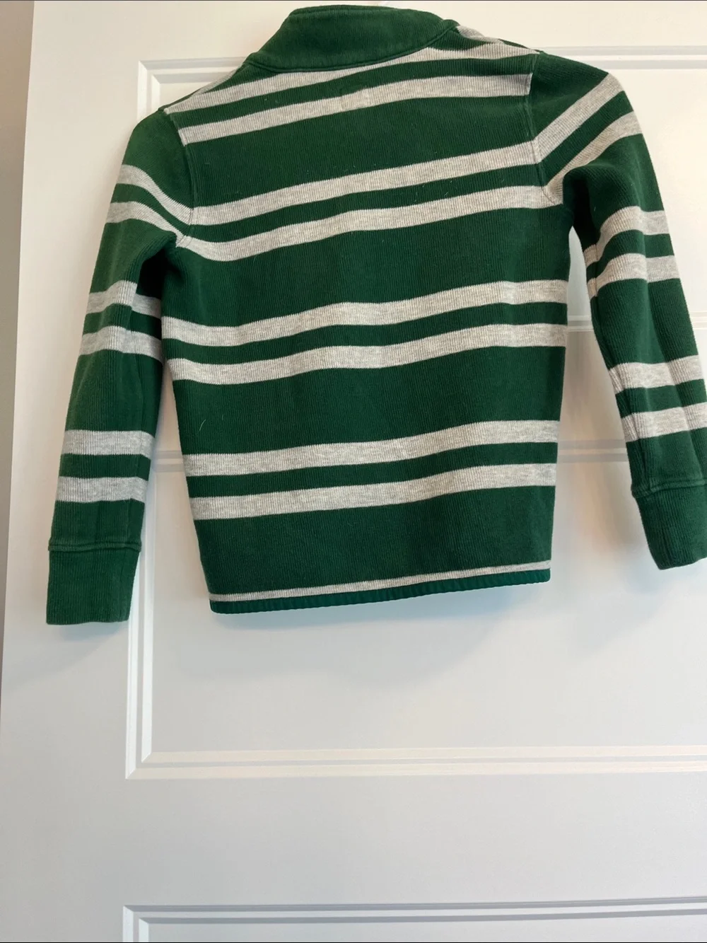 GAP Forest Green and Cream Striped Half-Zip sweater